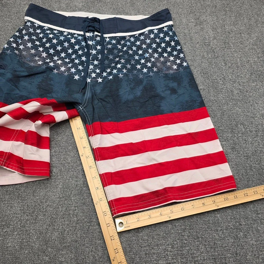Burnside Mens Board‎ Shorts Size 34 American Flag Stars Stripes Swim Trunks Navy